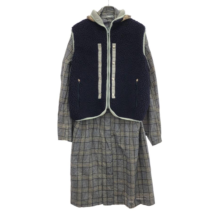 kolor beacon ダウンベスト　フード付き　カラービーコン　アーカイブ kolor / BEACON カラー ビーコン 19AW ボアベストレイヤードナイロン