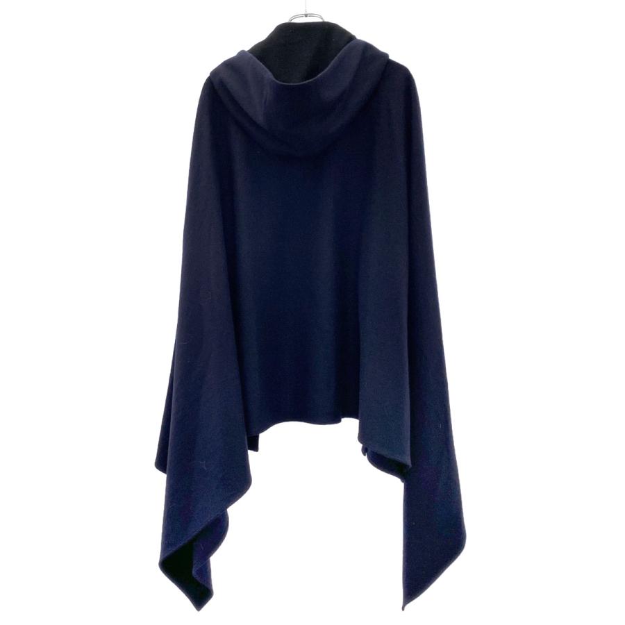 YOHJI YAMAMOTO +NOIR ヨウジヤマモト プリュスノアール 15AW ウールフラノ フーデッド ケープコート ポンチョ NY-C33-113 ネイビー 1 ITPFH90ULMJS | YOHJI YAMAMOTO +NOIR | 01
