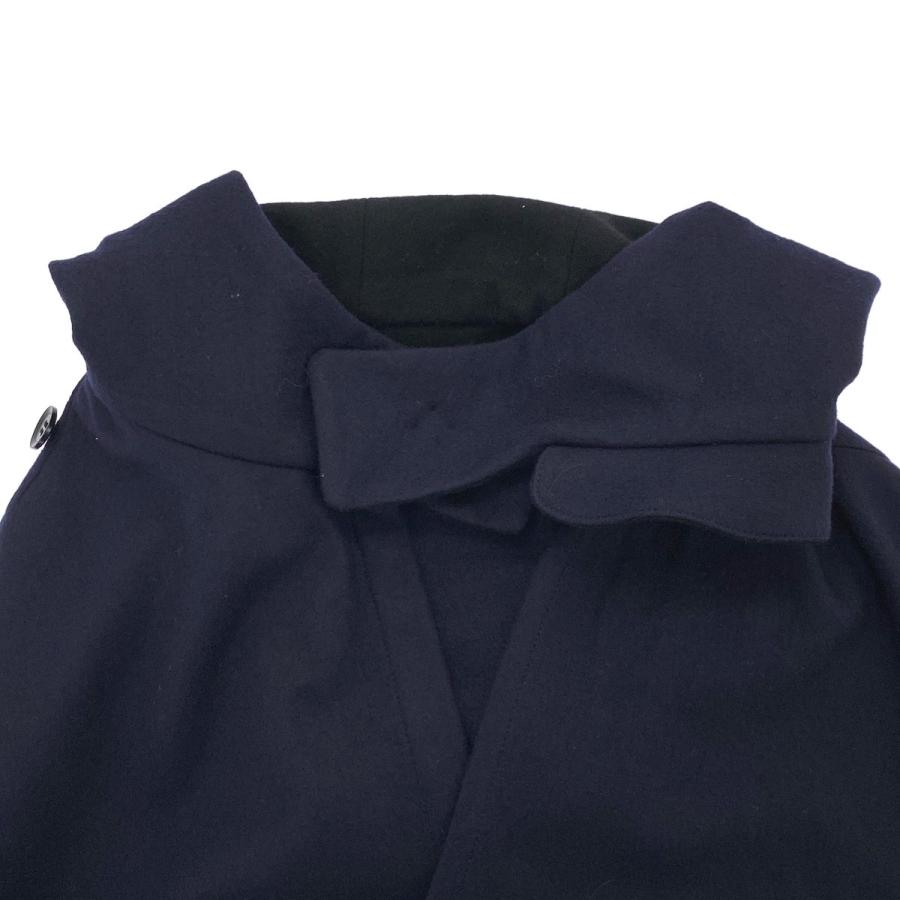 YOHJI YAMAMOTO +NOIR ヨウジヤマモト プリュスノアール 15AW ウールフラノ フーデッド ケープコート ポンチョ NY-C33-113 ネイビー 1 ITPFH90ULMJS | YOHJI YAMAMOTO +NOIR | 03