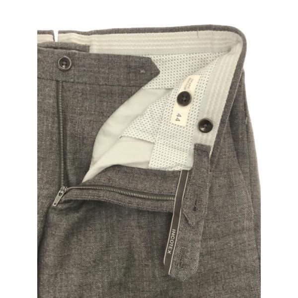 INCOTEX インコテックス LOWEAR チェック柄スラックスパンツ ブラウン 