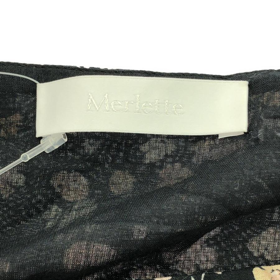 Merlette マーレット ギャザーフローラルワンピース ブラック S