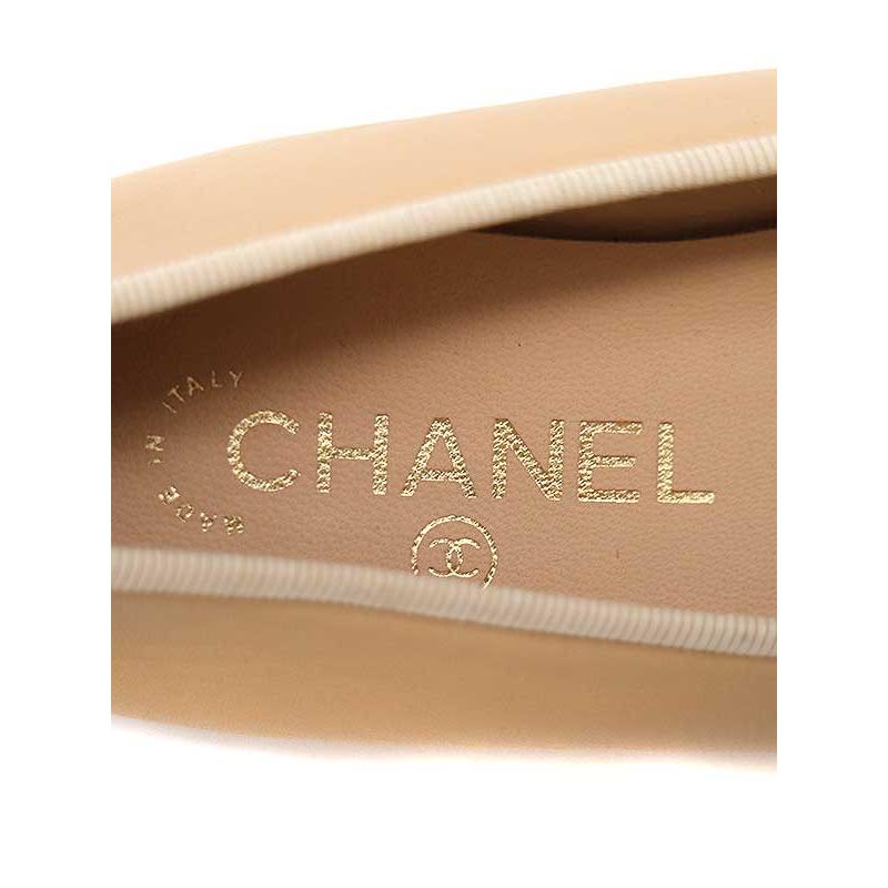 CHANEL シャネル ココマークトゥ リボンバレエ フラットパンプス 