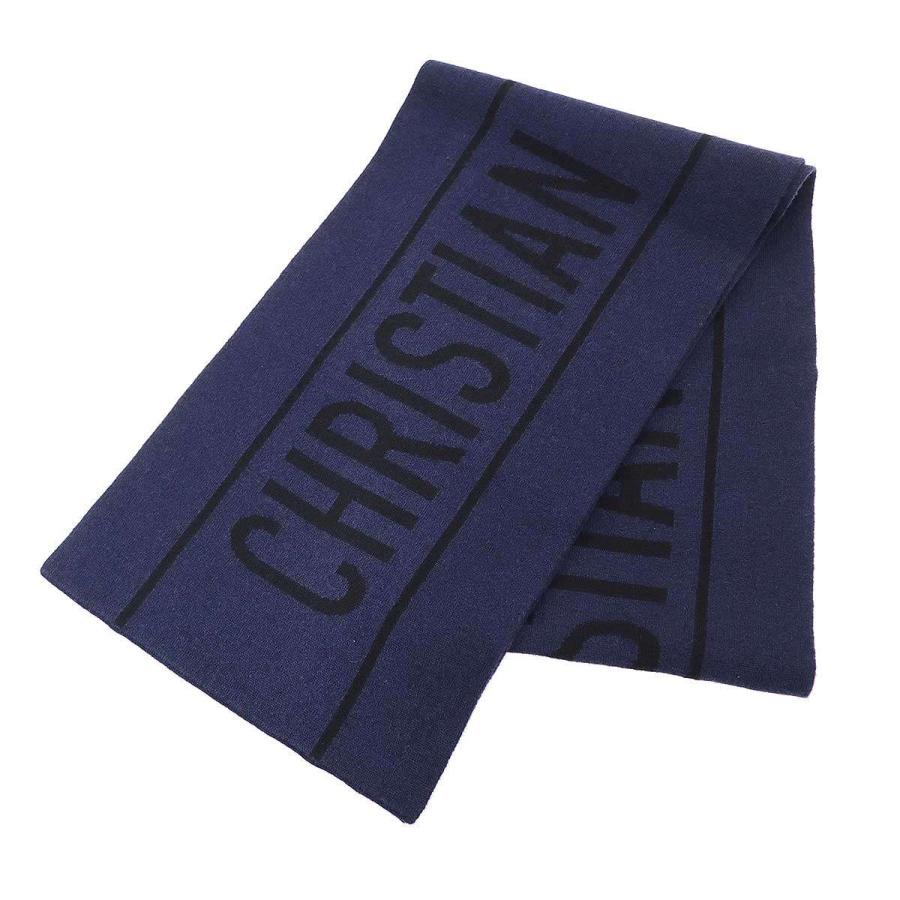 希少　Christian Dior カシミヤ マフラー 45x200cm Christian Dior クリスチャンディオール ウールカシミヤロゴニット