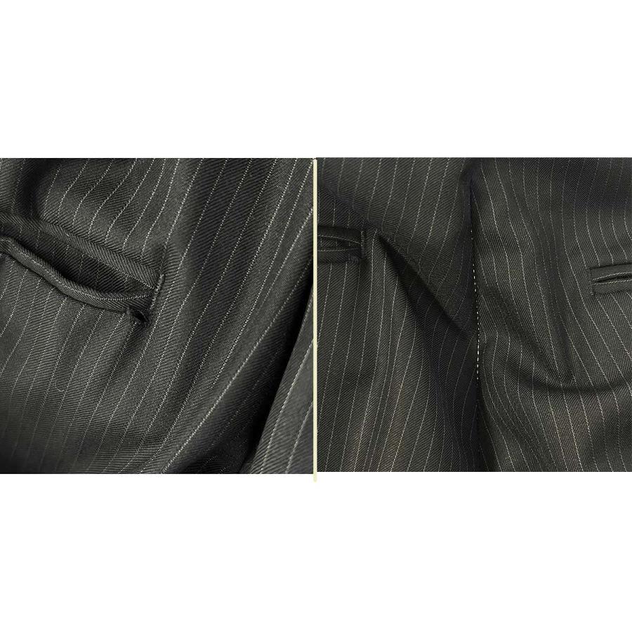 美品✨GUCCI　裏地総柄　2Bスーツ　黒　シャドーストライプ　48 GUCCI スーツ セットアップ ストライプ 2B 裏地ロゴ柄 ネイビー