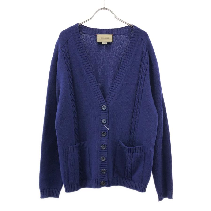 GUCCI グッチ ウールニットカーディガン 605851 ブルー S GUCCI（グッチ） ウールニットカーディガン 605851 ブルー S