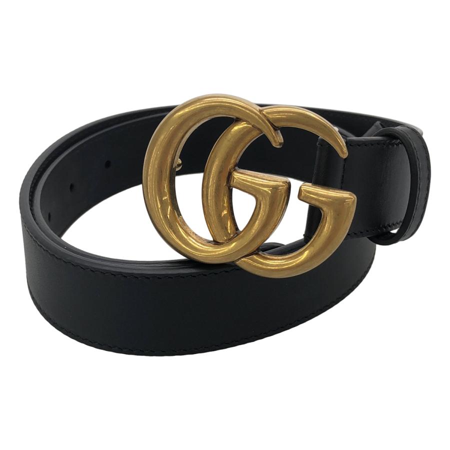 GUCCI グッチ ダブルG ベルト レザー ブラック 414516 ② GUCCI（グッチ） ダブルG レザーベルト 414516 ブラック 70
