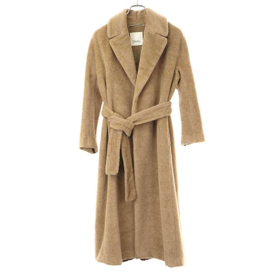 MaxMara■マックスマーラアルパカウールベルテッドコート■白タグ36ベージュ S MAXMARA（エスマックスマーラ） エス マックスマーラ アルパカウール
