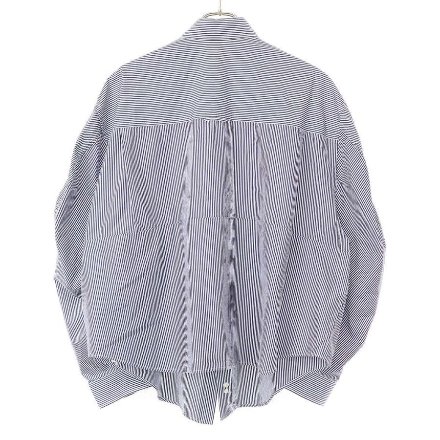 BALENCIAGA - BALENCIAGA バレンシアガ 22AW Twisted Sleeve Shirt ツイストスリーブ ストライプシャツ 704461 TJM10 ブルー 3 BALENCIAGA バレンシアガ 22AW Twisted Sleeve Shirt ツイスト