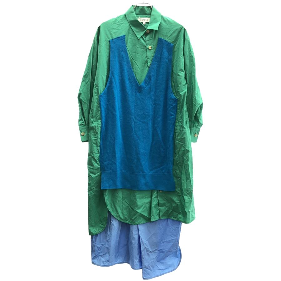 ENFOLD エンフォルド KNIT×SHIRT DRESS ニットシャツワンピース  