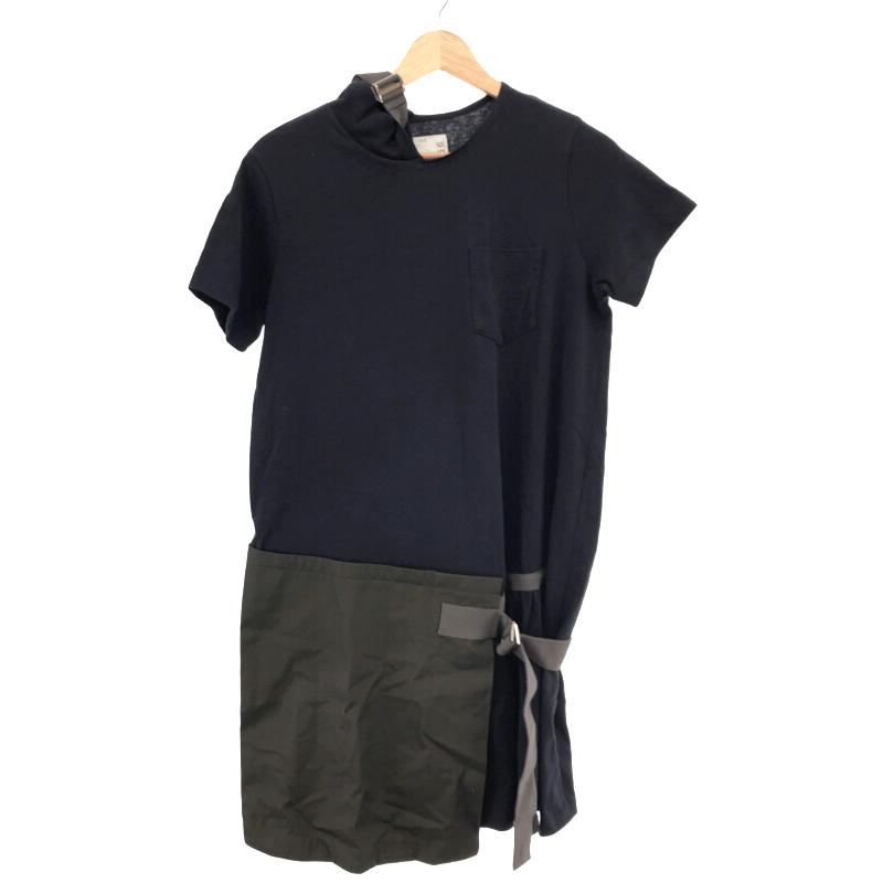 【美品】sacai（サカイ）ネイビー×カーキワンピース サカイ sacai ワンピース ネイビー カーキー