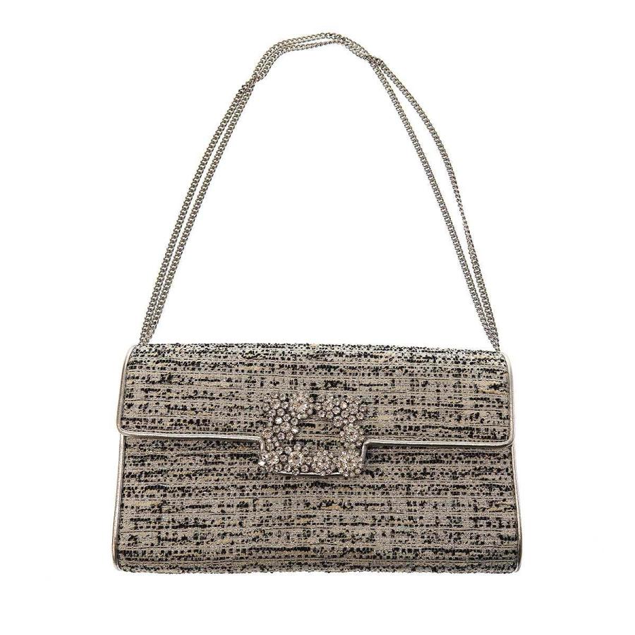 Roger Vivier ロジェ ヴィヴィエ フラワーストラスバックルツイードチェーンバッグ  ホワイト Roger Vivier（ロジェヴィヴィエ） ロジェ ヴィヴィエ フラワー