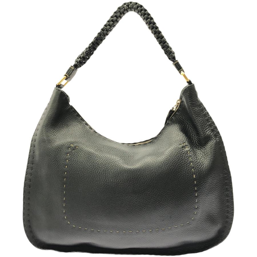 FENDIフェンディ セレリア 本革 ハンドバッグ 黒 ステッチ FENDI（フェンディ） セレリア レザーハンドバッグ ブラック