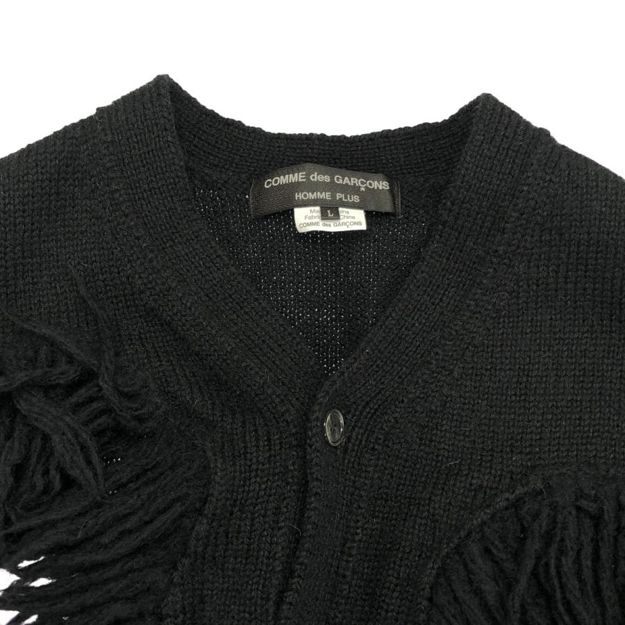 COMME des GARCONS HOMME PLUS コム デギャルソンオムプリュス 23AW オープンサイド ウールフリンジデザインカーディガン PL-N014 ブラック L COMME des GARCONS HOMME PLUS コム デギャルソンオムプリュス 23AW