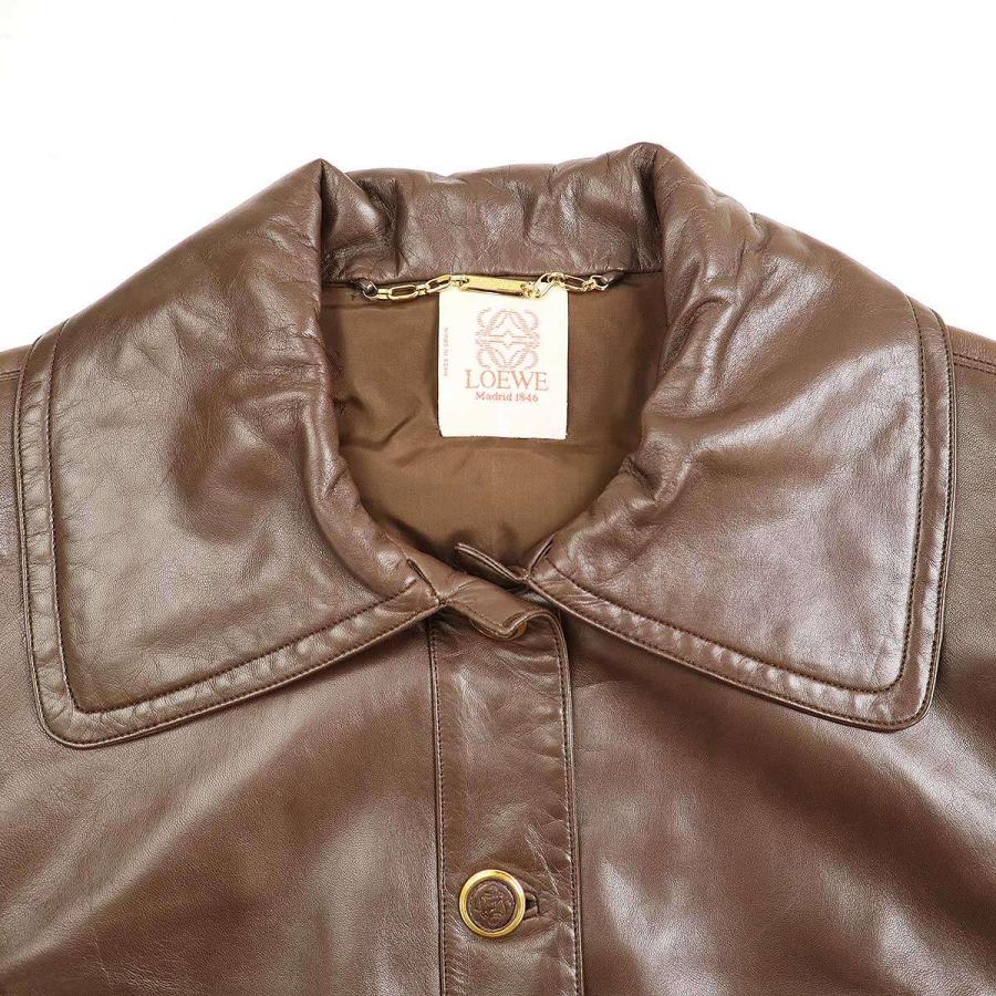 LOEWE ロエベ ビッグカラーナッパレザーブルゾン ブラウン 42  