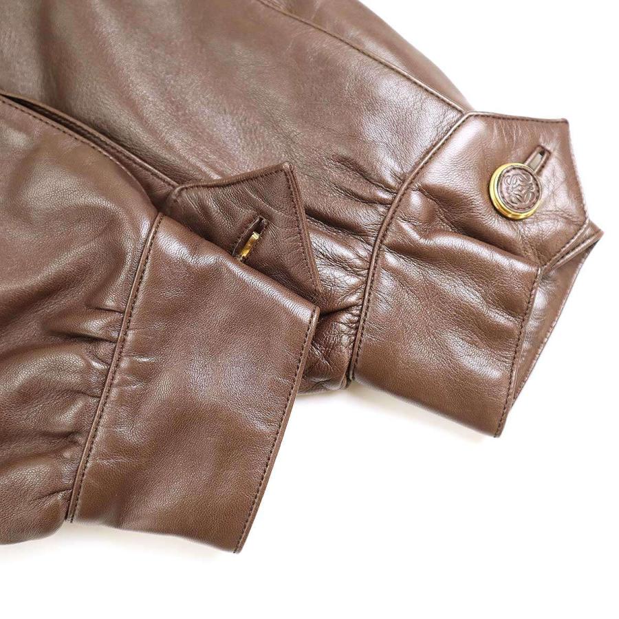 LOEWE ロエベ ビッグカラーナッパレザーブルゾン ブラウン 42  