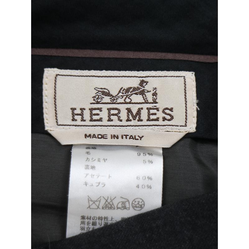 HERMES エルメス 15AW カシミヤ混 ウールバイカラースラックス