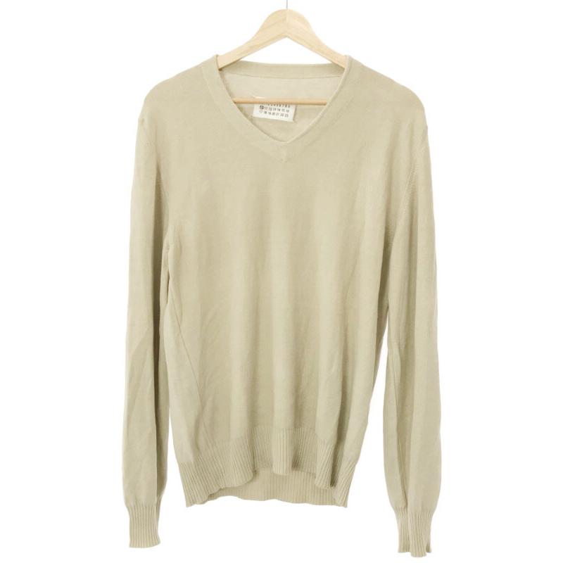 マルタン マルジェラベージュ Vネック ニットセーター MARTIN MARGIELA Maison Martin Margiela 10 メゾン マルタン
