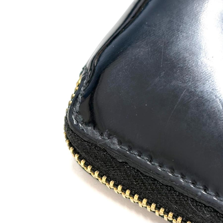 COMME des GARCONS コムデギャルソン ミラーインサイド ラウンドジップレザーウォレット 財布  ブラック ゴールド COMME des GARCONS（コムデギャルソン） ミラーインサイド ラウンド