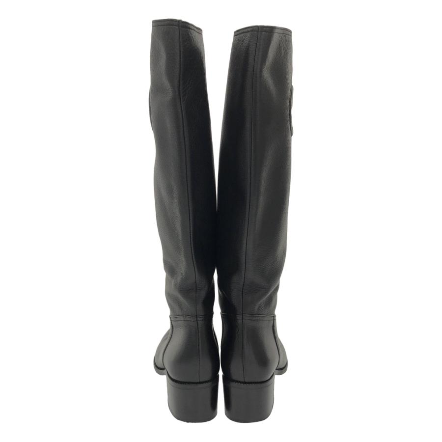 GUCCIのロングブーツ　黒　新品同様36サイズ GUCCI(グッチ) インターロッキングG ロゴ エンボス レザー ロング