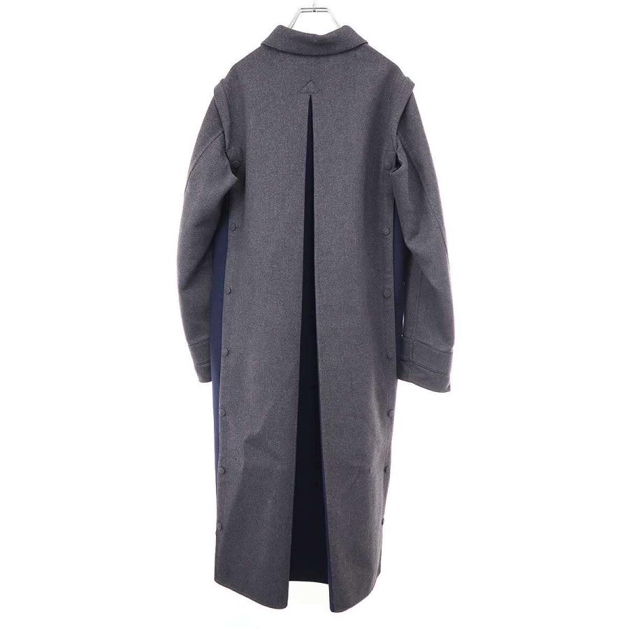 VALENTINO ヴァレンティノ 18AW サイドスリット バイカラーウールステンカラーコート QV0CKA70FXQ グレー ネイビー 46 VALENTINO（ヴァレンティノ） 18AW サイドスリット バイカラーウール