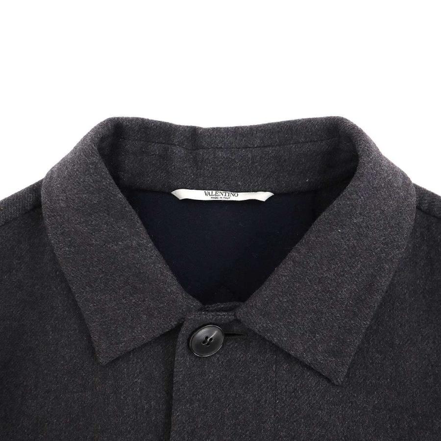 VALENTINO ヴァレンティノ 18AW サイドスリット バイカラーウールステンカラーコート QV0CKA70FXQ グレー ネイビー 46 VALENTINO（ヴァレンティノ） 18AW サイドスリット バイカラーウール