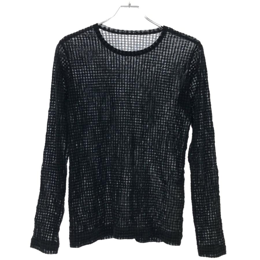 Y's - Y's ワイズ 18SS ギンガムチェックベルベットシアーカットソー YW-T03-963 ブラック 2 Y's ワイズ 18SS ギンガムチェックベルベットシアーカットソー