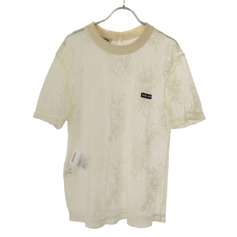 miu miu（ミュウミュウ） フラワーレースデザインTシャツ MT1898 1WK6