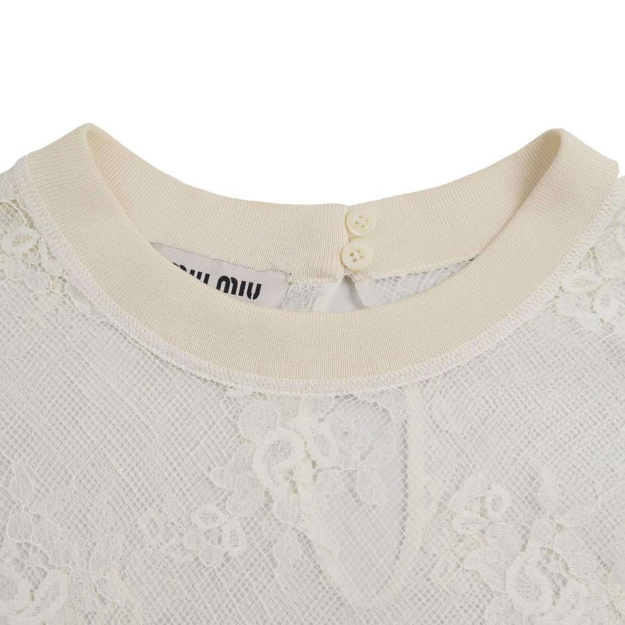 miu miu（ミュウミュウ） フラワーレースデザインTシャツ MT1898 1WK6