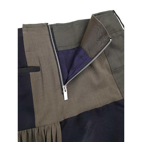 新品）SACAI トープ＆ネイビー フローラル アップリケトラウザーズL sacai サカイ 21SS Suiting Skirt ス―チングプリーツスカート