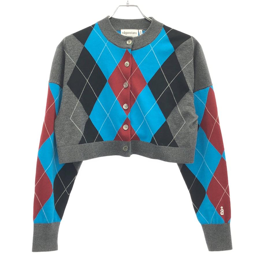 nagonstans ナゴンスタンス 24SS argyle spring cotton  knit college cardigan クロップドアーガイルニットカーディガン 470HS170-1210 ミックスカラー M nagonstans ナゴンスタンス 24SS argyle spring cotton knit college