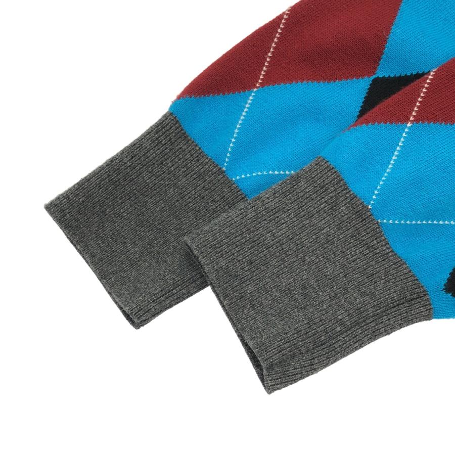 nagonstans ナゴンスタンス 24SS argyle spring cotton  knit college cardigan クロップドアーガイルニットカーディガン 470HS170-1210 ミックスカラー M nagonstans ナゴンスタンス 24SS argyle spring cotton knit college