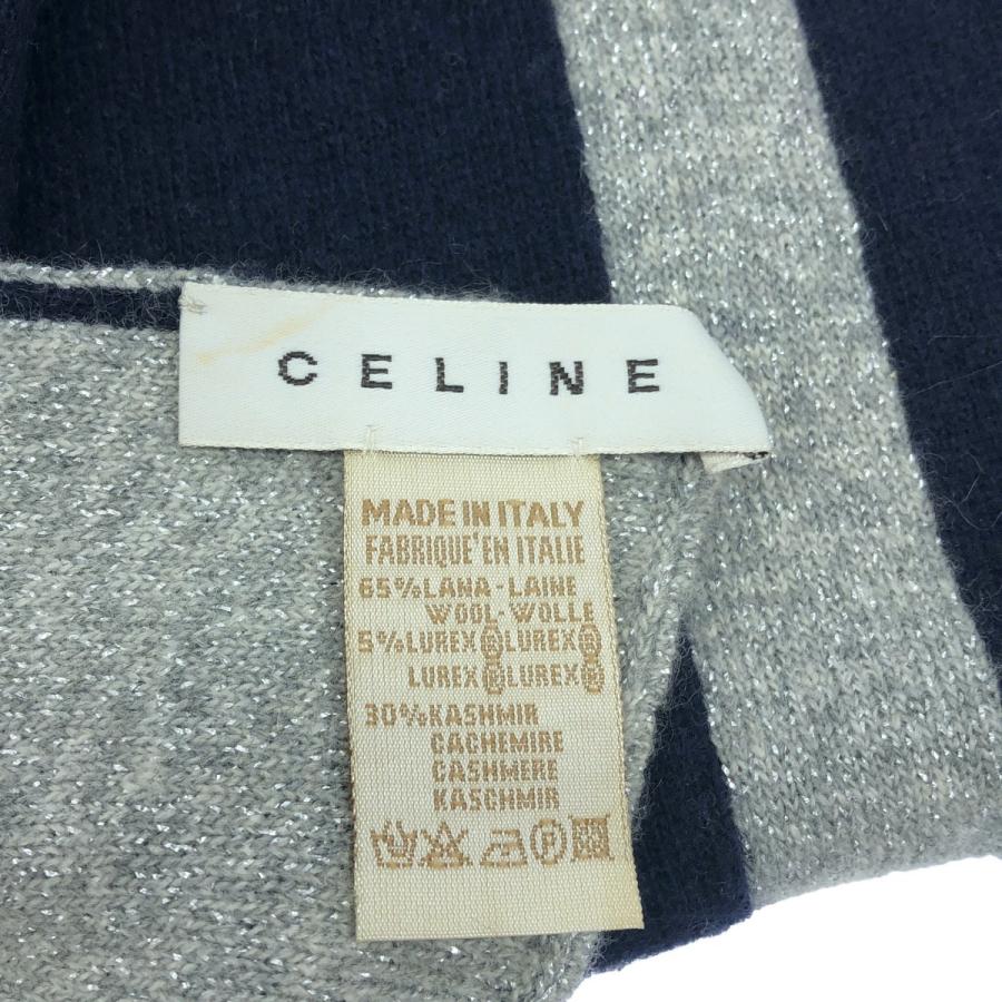 CELINE（セリーヌ） ウールカシミヤ マカダムマフラー ネイビー