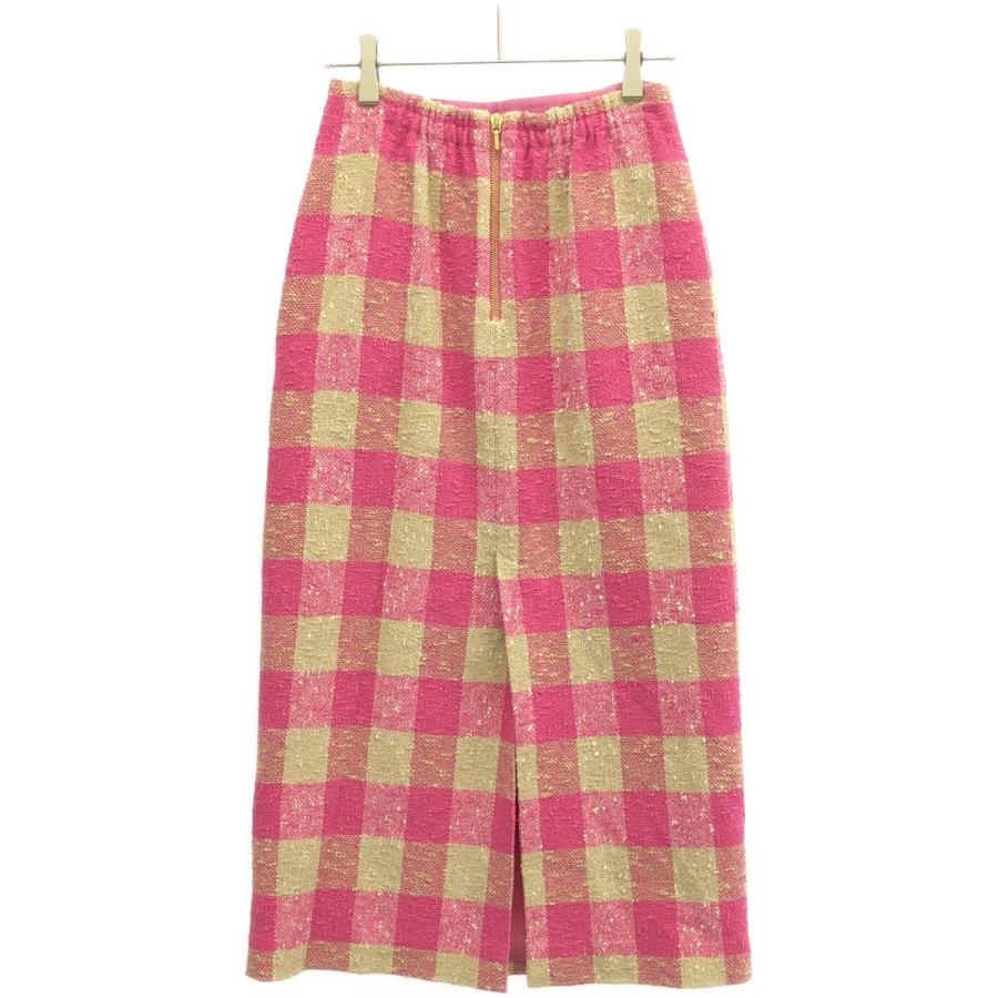 Drawer シルク混チェックロングスリットスカート　ドゥロワー Drawer シルク混チェックロングスリットスカートドゥロワー