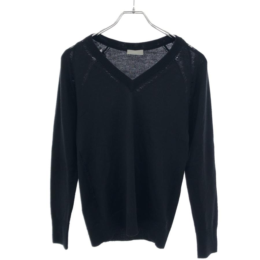 Dior HOMME ディオールオム 2007AW ダメージ加工Vネックニットセーター 7H3460530016 ブラック XXS Dior HOMME ディオールオム 2007AW ダメージ加工Vネックニットセーター