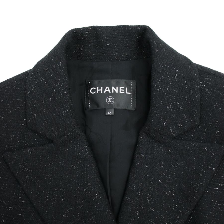 CHANEL - CHANEL シャネル 2019クルーズコレクション ココマークボタンツイードダブルテーラードジャケット P60276V32845 ブラック 46 CHANEL（シャネル） 2019クルーズコレクション ココマークボタン