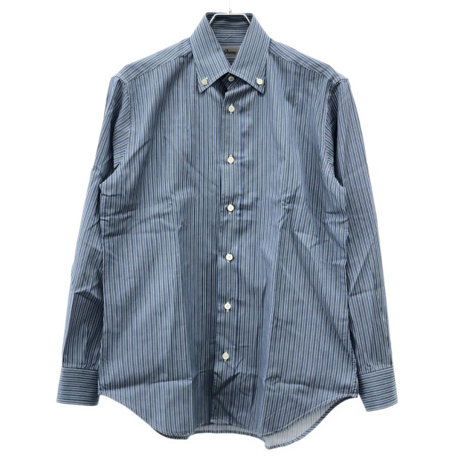 Brioni（ブリオーニ） マルチストライプボタンダウンシャツ ブルー S