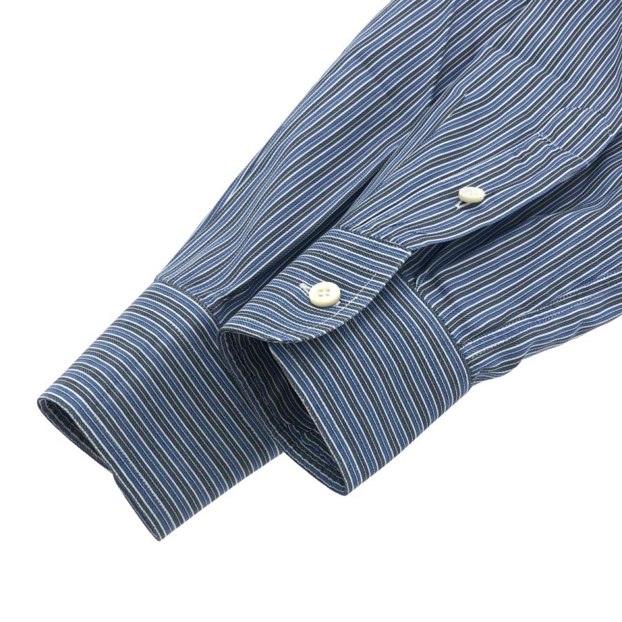 Brioni（ブリオーニ） マルチストライプボタンダウンシャツ ブルー S