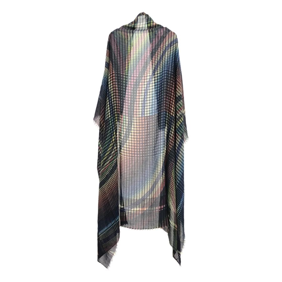 ◆定価7万！格安◆ファリエロサルティ　チェック柄フリンジストール　大判　シルク ◇定価7万！格安◇ファリエロサルティ チェック柄フリンジ