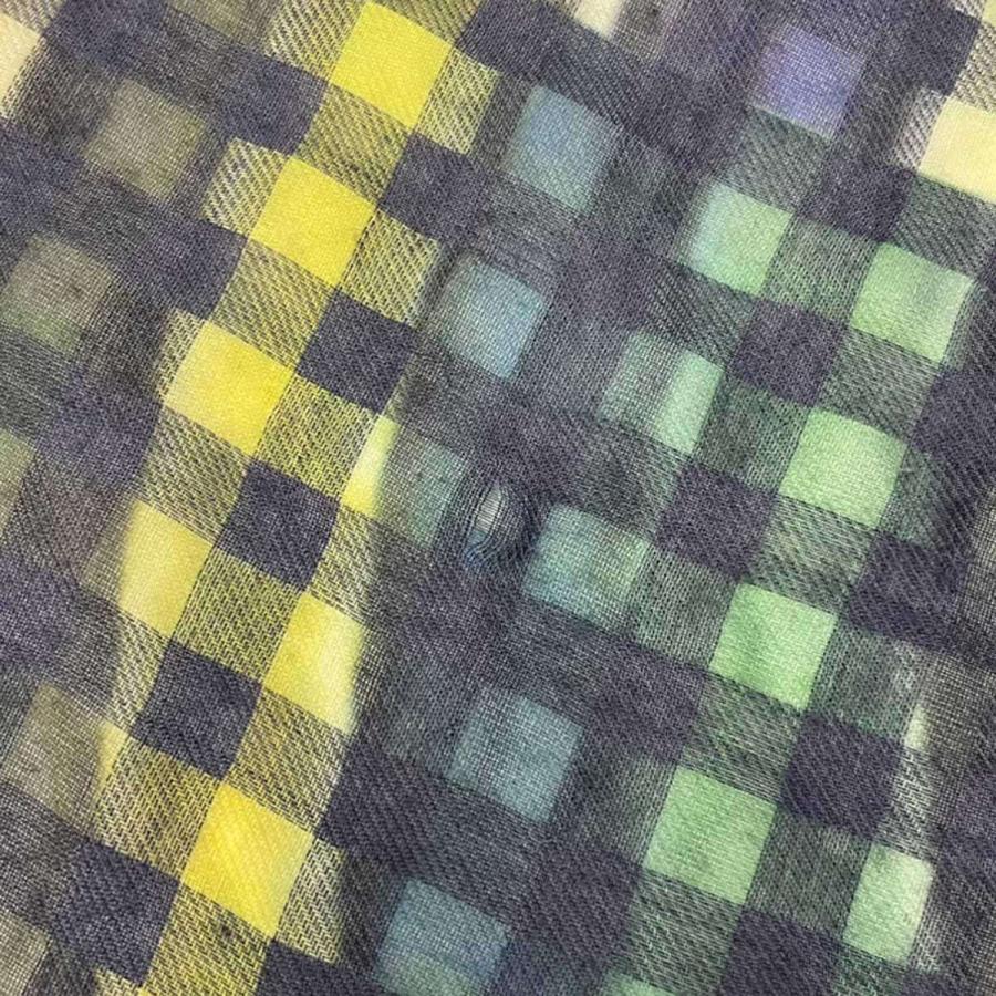 ◆定価7万！格安◆ファリエロサルティ　チェック柄フリンジストール　大判　シルク ◇定価7万！格安◇ファリエロサルティ チェック柄フリンジ