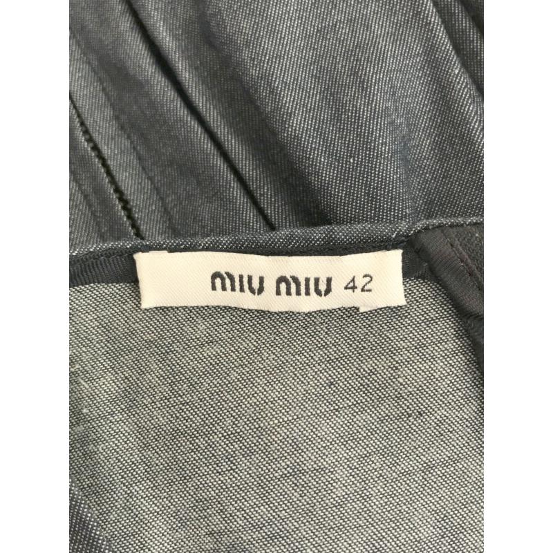 miu miu ミュウミュウ フロントフリル ノースリーブデニムワンピース 