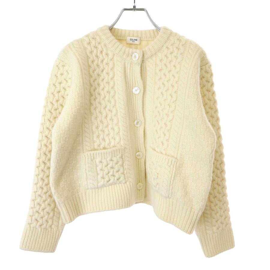 CELINEトリオンフ ウールカーディガン ブロンド ブラッシュドキャメル極美品 CELINEトリオンフ ウールカーディガン ブロンド ブラッシュドキャメル
