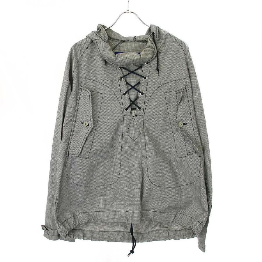 JUNYA WATANABE COMME des GARCONS MAN ジュンヤワタナベ コムデギャルソンマン 2004SS ハウンドトゥースレースアッププルオーバー パーカー WM-B005 グレー M JUNYA WATANABE（ジュンヤワタナベ） JUNYA WATANABE COMME des