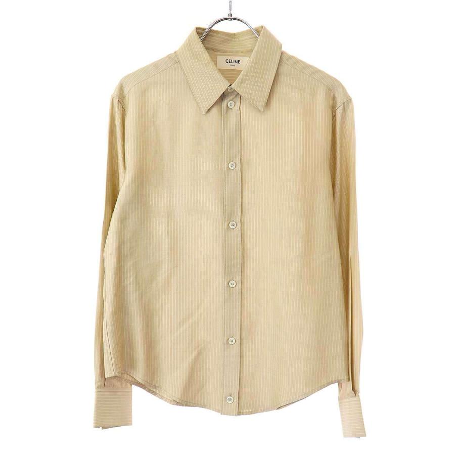 CELINE（セリーヌ） 20SS ストライプシルクシャツ 2C028100I ベージュ