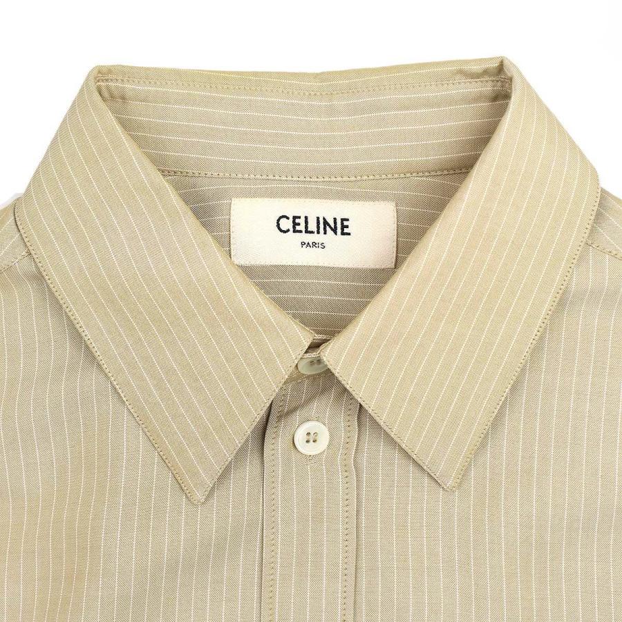 CELINE セリーヌ 20SS ストライプシルクシャツ 2C028100I ベージュ 37 CELINE（セリーヌ） 20SS ストライプシルクシャツ 2C028100I ベージュ