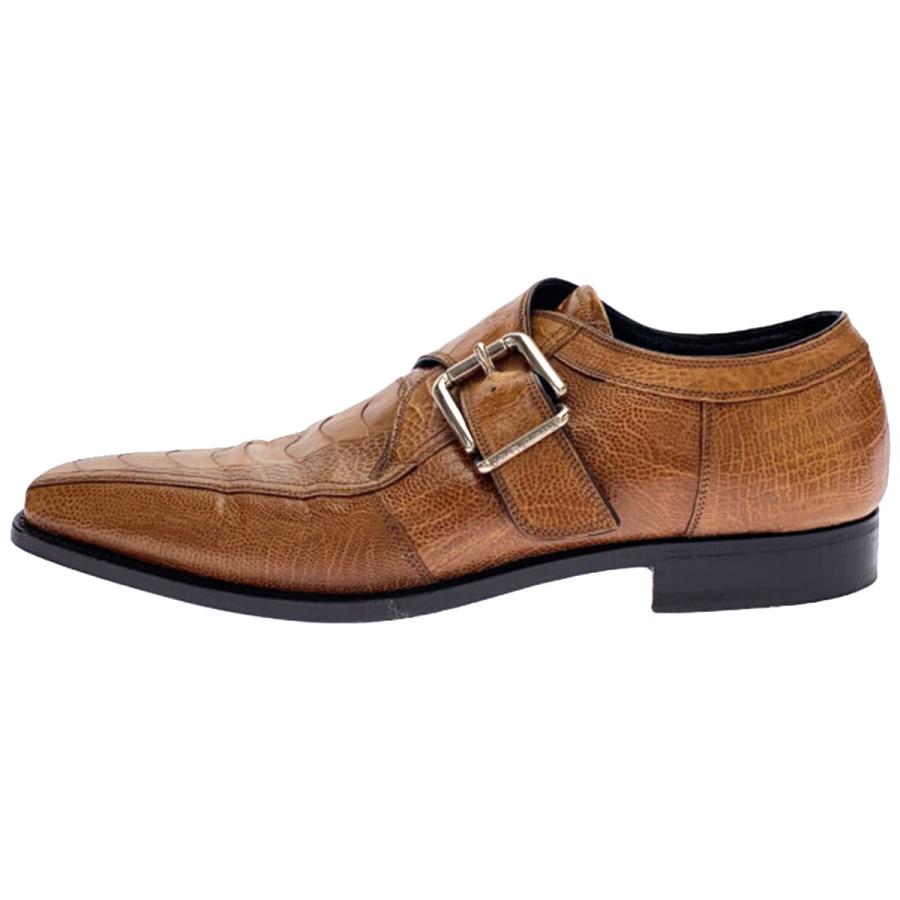 DOLCE GABBANA ドルチェ ガッバーナ オーストリッチレザー ビジネスシューズ ブラウン 6 9918 2187 ITW4LPLQKQX2