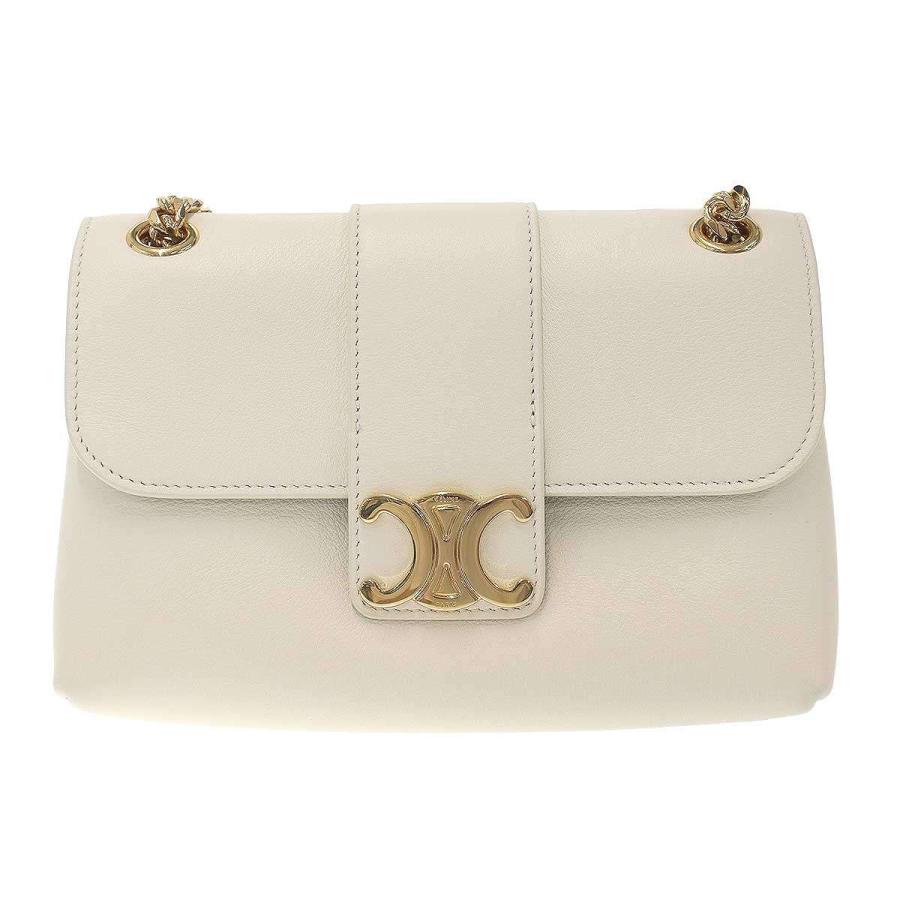 CELINE セリーヌ Victoire Triomphe Shoulder Bag ヴィクトワール ソフトサプルカーフスキン ショルダーバッグ ホワイト ITW6GXMJRMDK_1