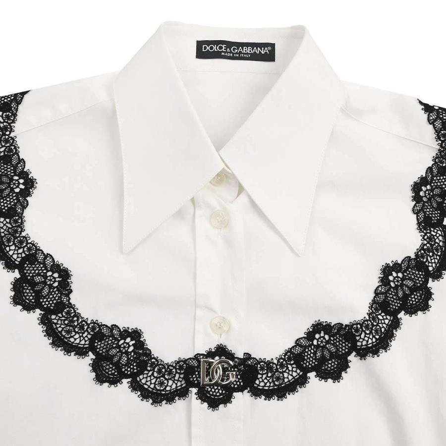 DOLCE&GABBANA ドルチェ＆ガッバーナ 23SS オーバーサイズポプリンレースドレスシャツ F5Q62T FU5T9 ホワイト 36 DOLCE&GABBANA（ドルチェ & ガッバーナ） 23SS オーバーサイズポプリン