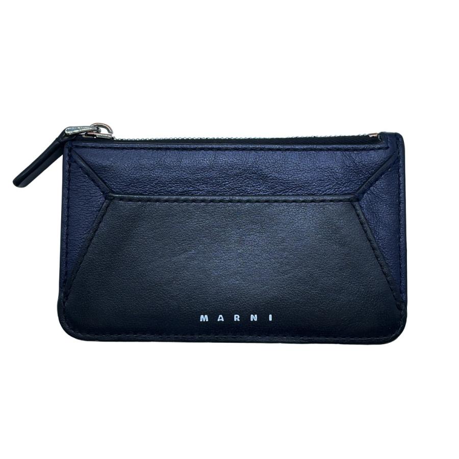 MARNI マルニ レザーフラグメントカードケース ネイビー×ブラック  