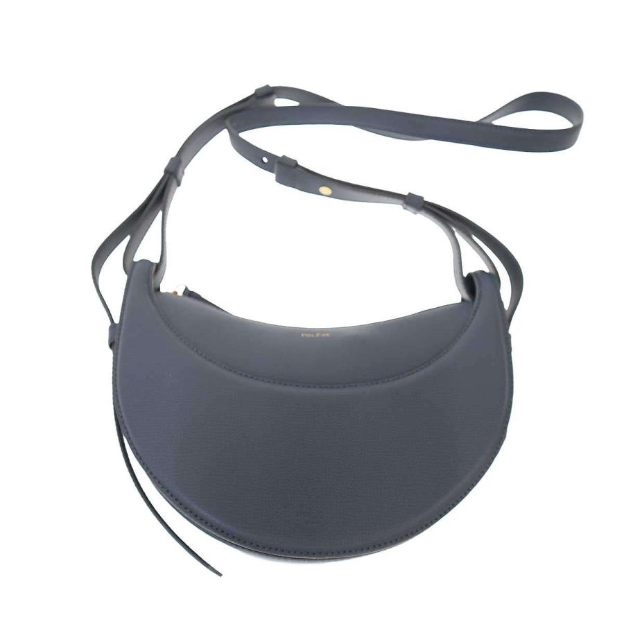 POLENE（ポレーヌ） Dix ハーフムーンレザーショルダーバッグ ブルー