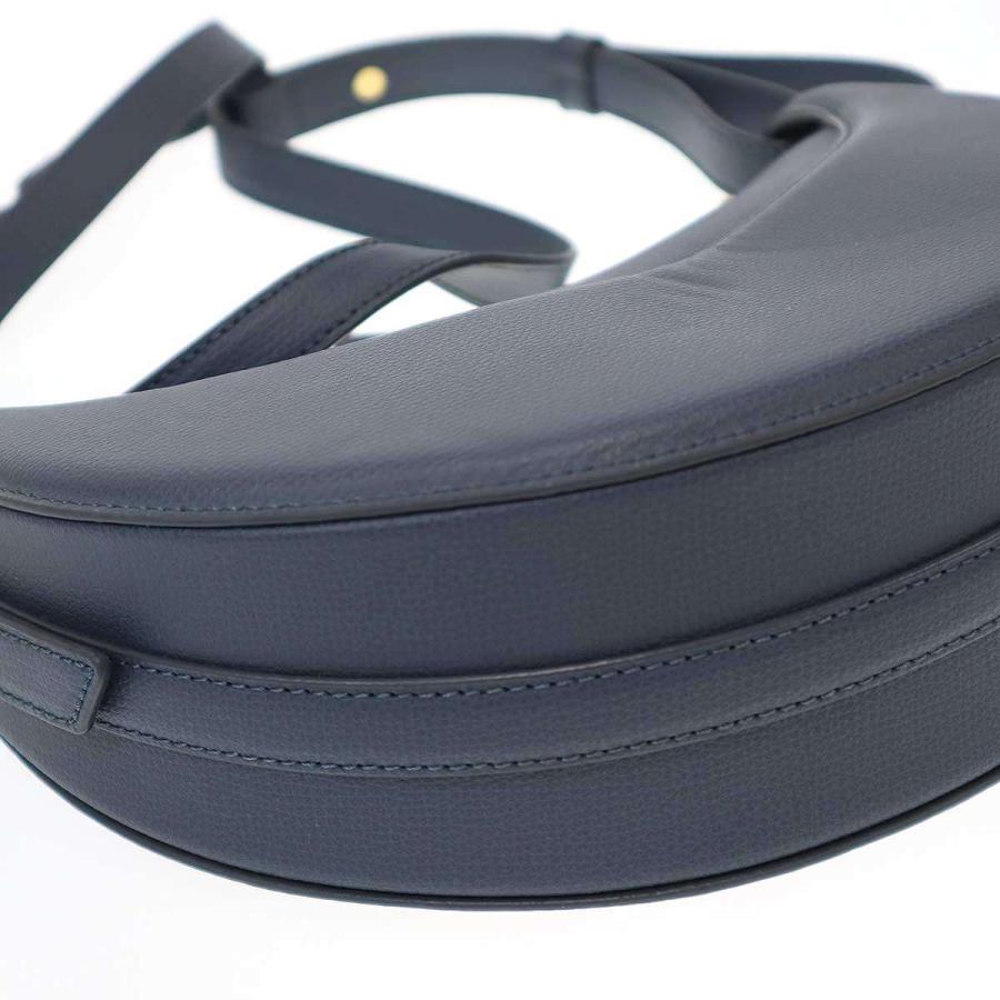 POLENE（ポレーヌ） Dix ハーフムーンレザーショルダーバッグ ブルー